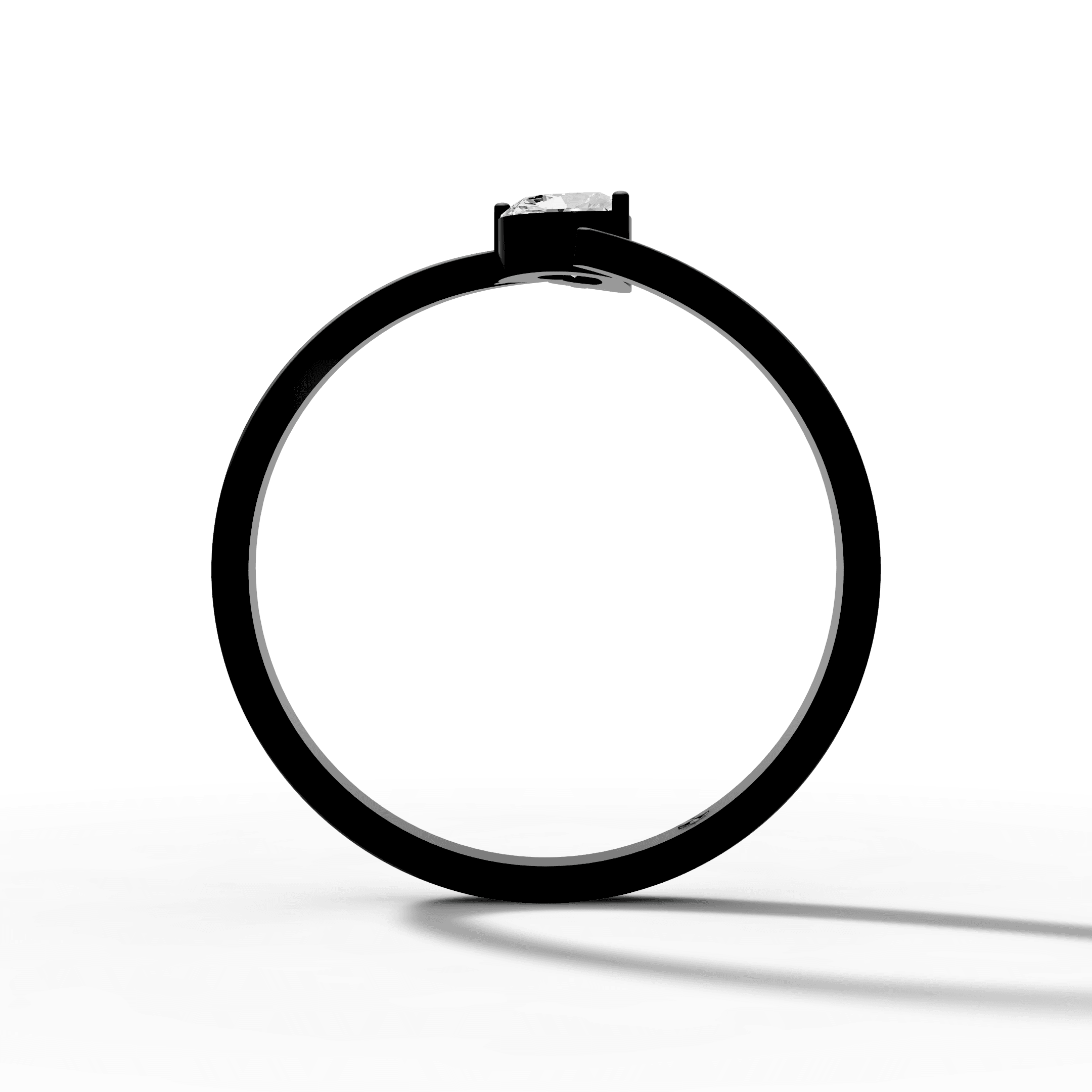 Minimalist Heart Solitaire Bypass Ring — gallery view