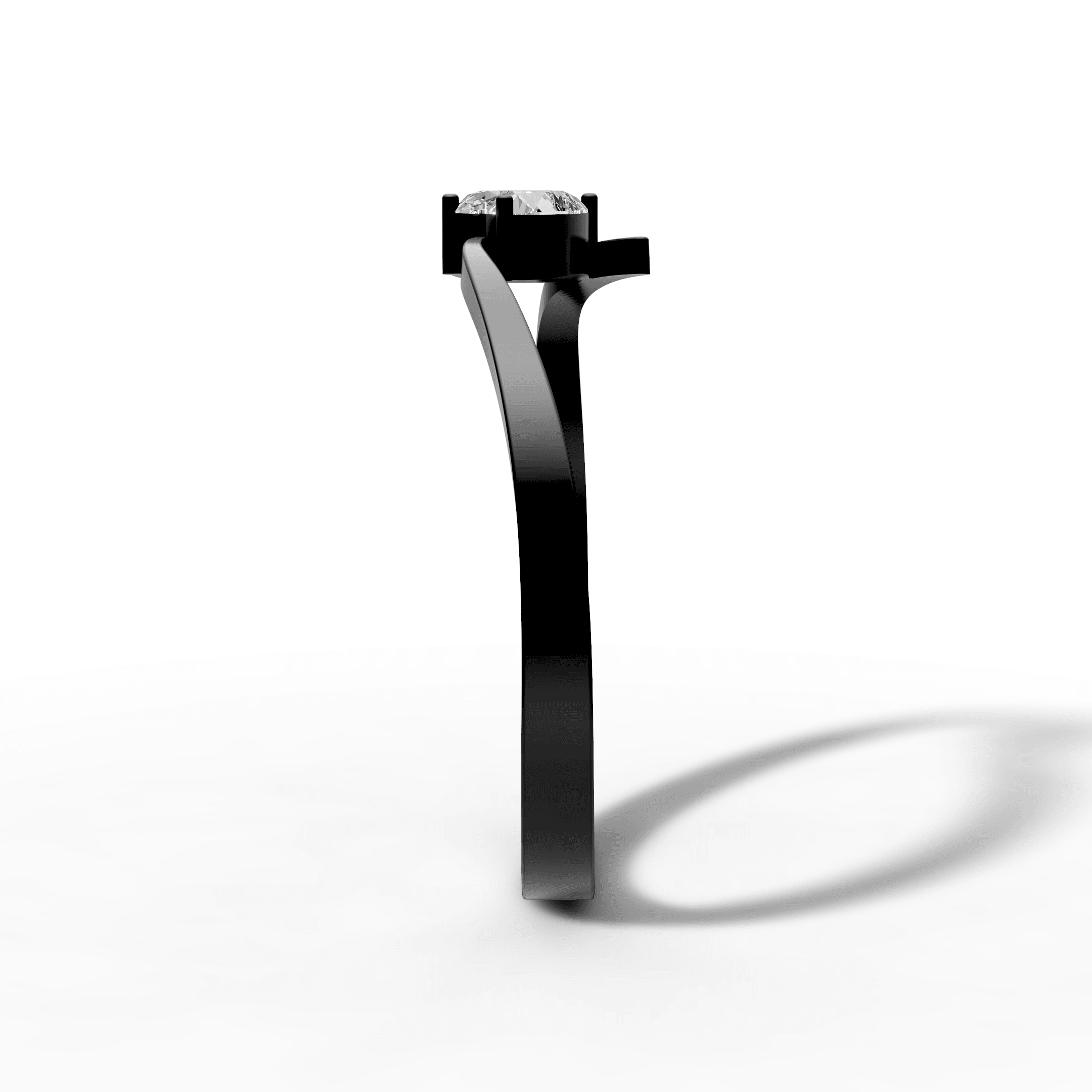 Minimalist Heart Solitaire Bypass Ring — gallery view