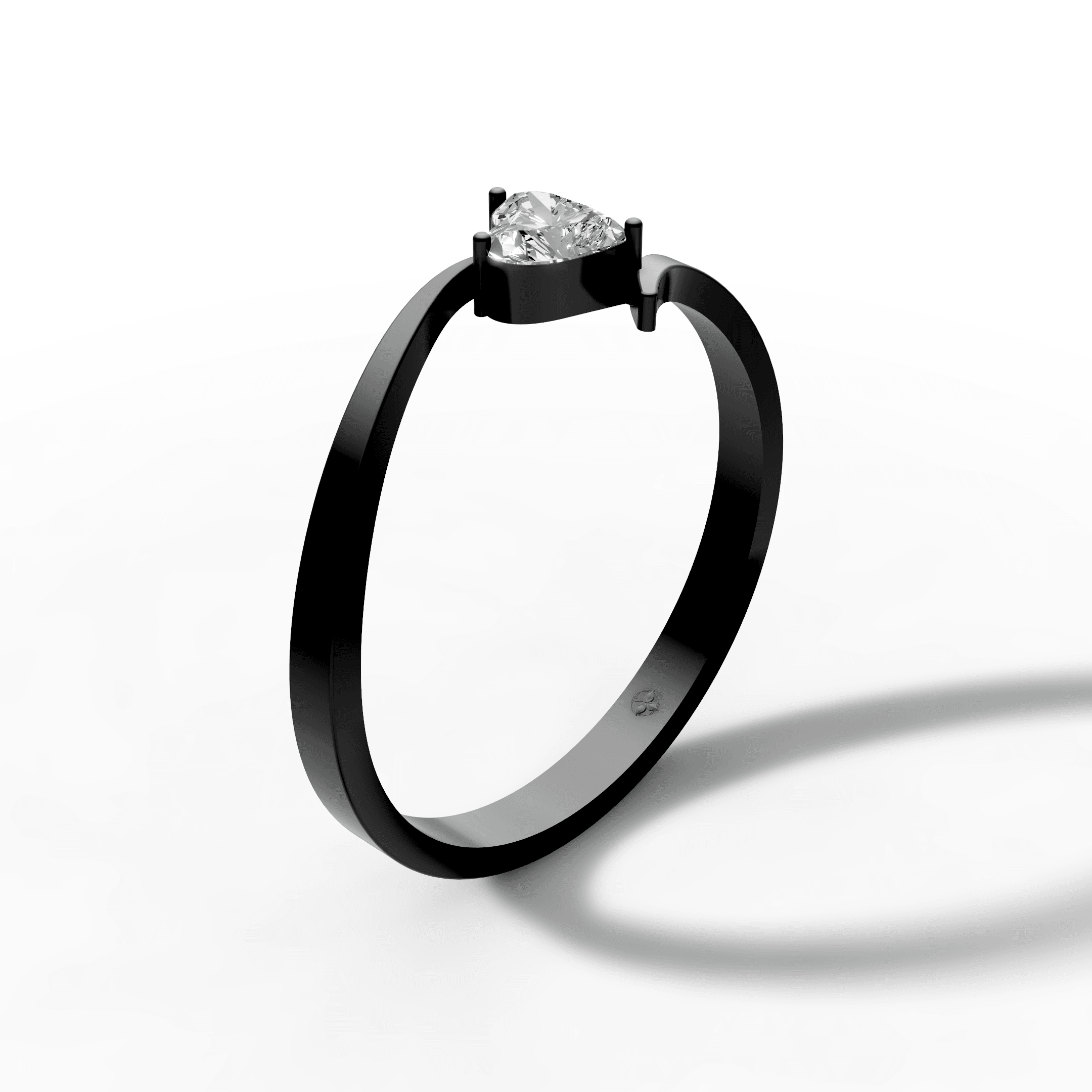 Minimalist Heart Solitaire Bypass Ring — gallery view