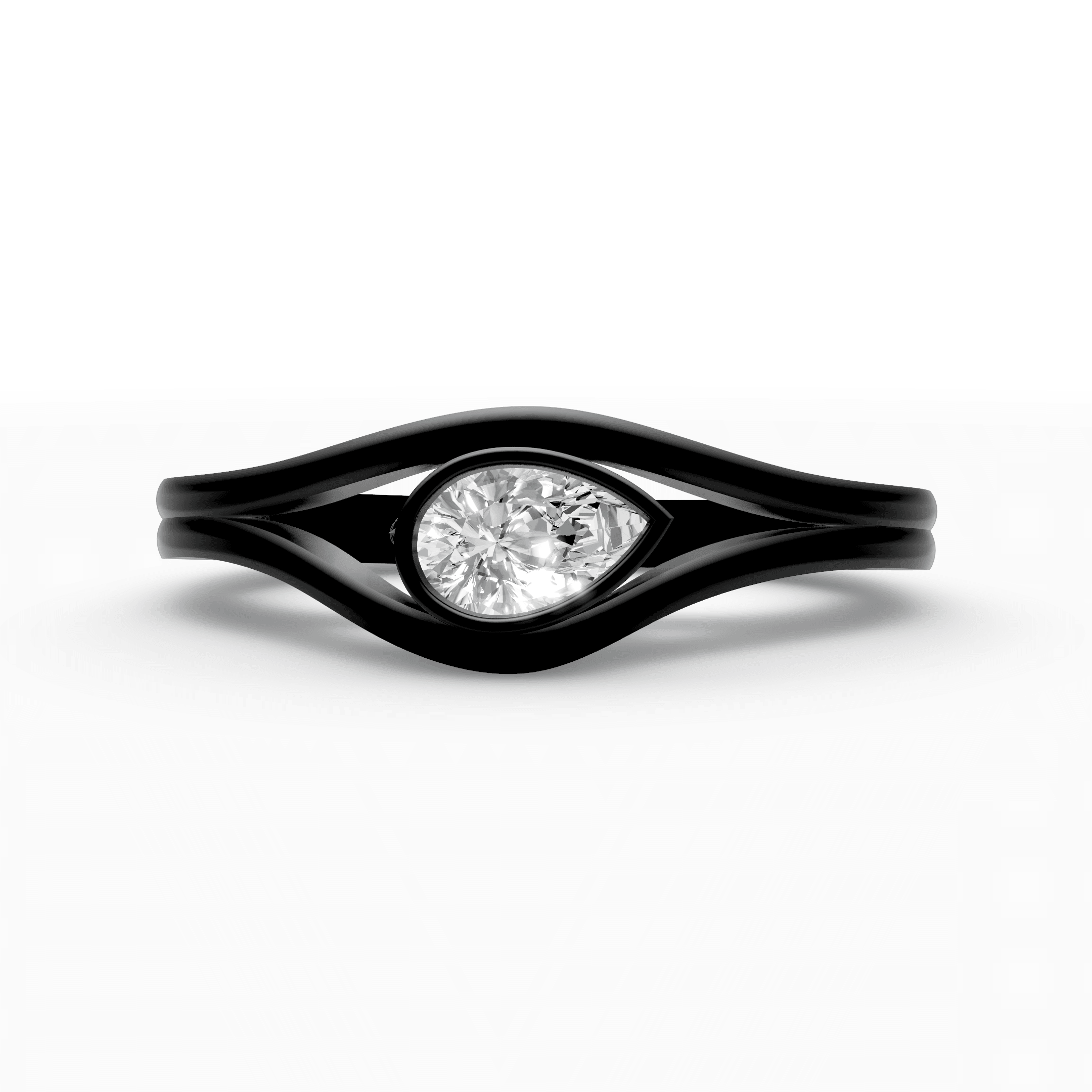 East-West Pear Bezel Split Shank Ring