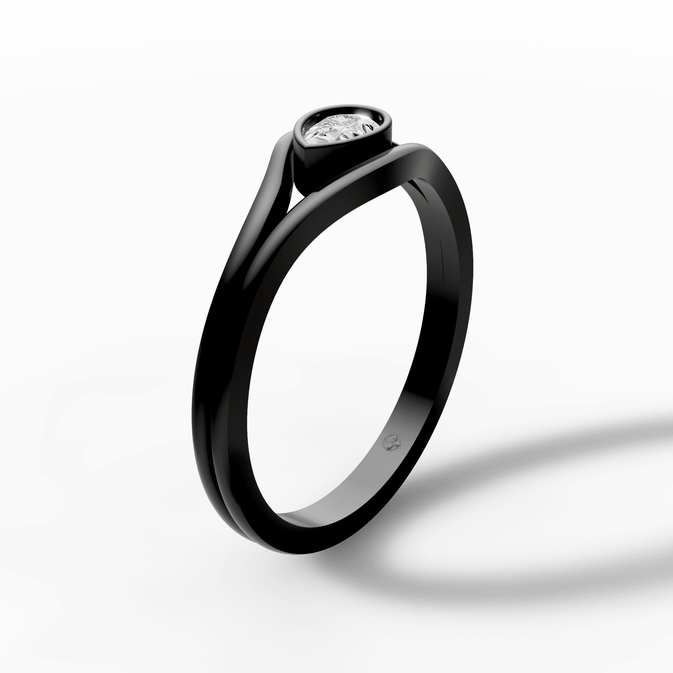 East-West Pear Bezel Split Shank Ring — gallery view