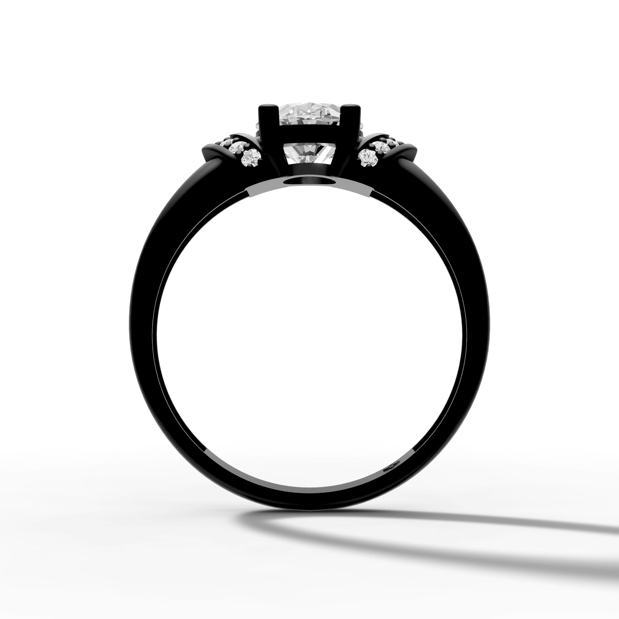 Oval Diamond Solitaire with Chevron Pave Accents — gallery view