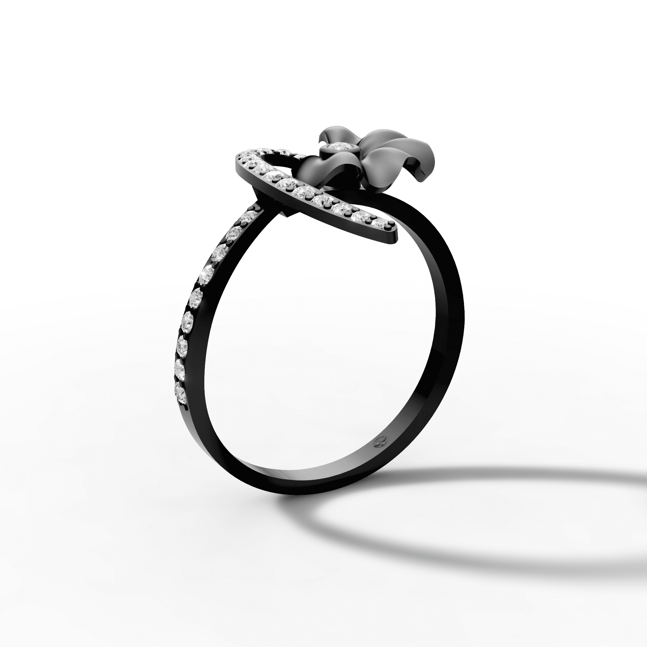 Sculpted Floral Petal Swirl Diamond Ring — gallery view