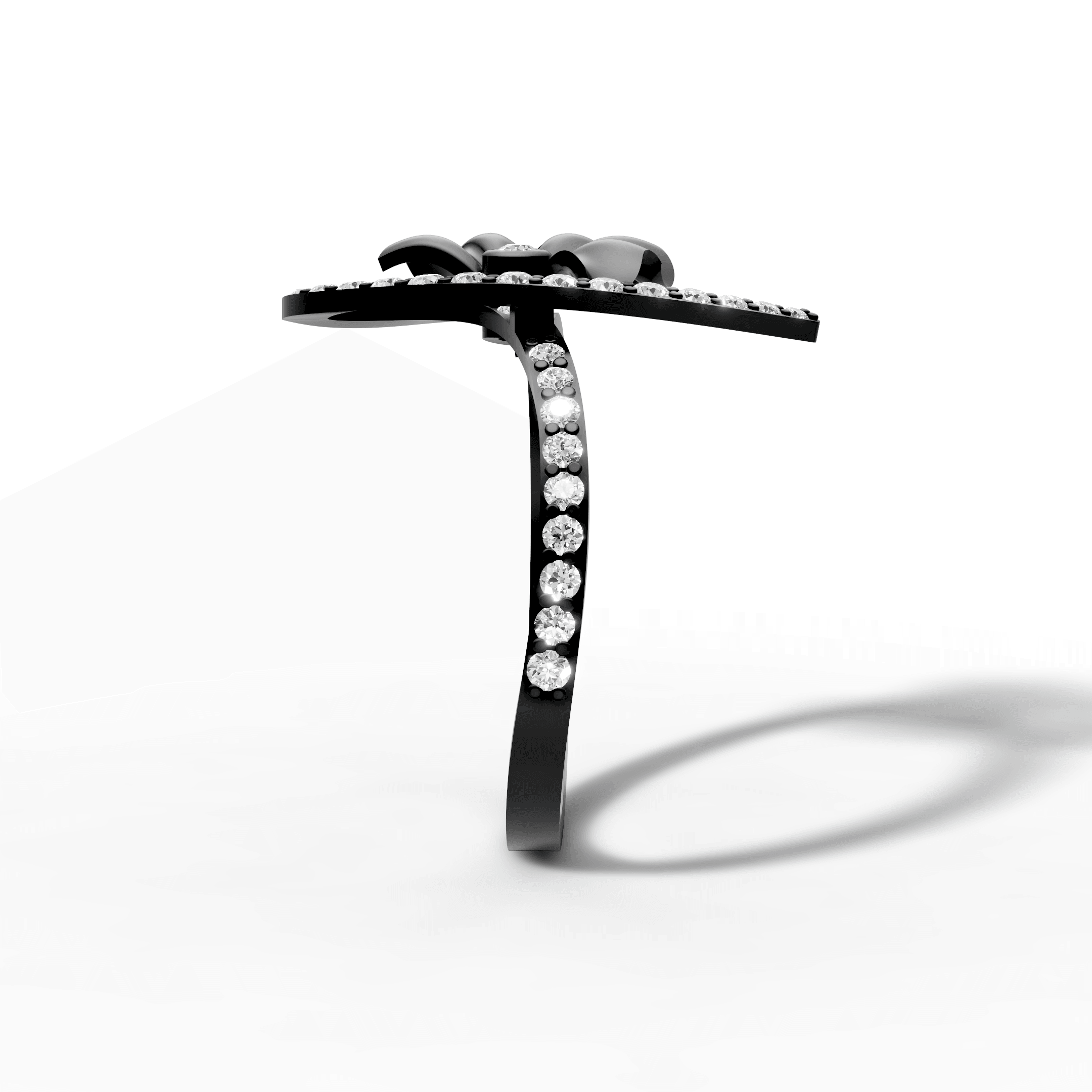 Sculpted Floral Petal Swirl Diamond Ring — gallery view