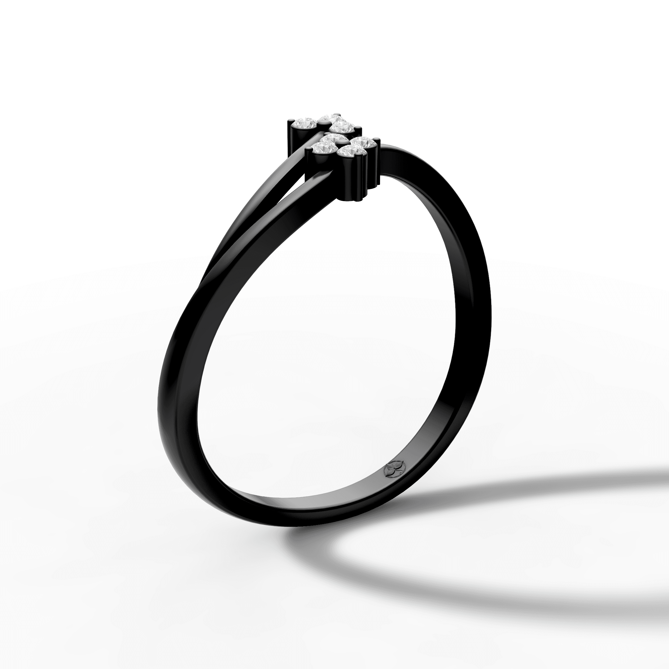 Twin Blossom Cluster Bypass Diamond Ring — gallery view