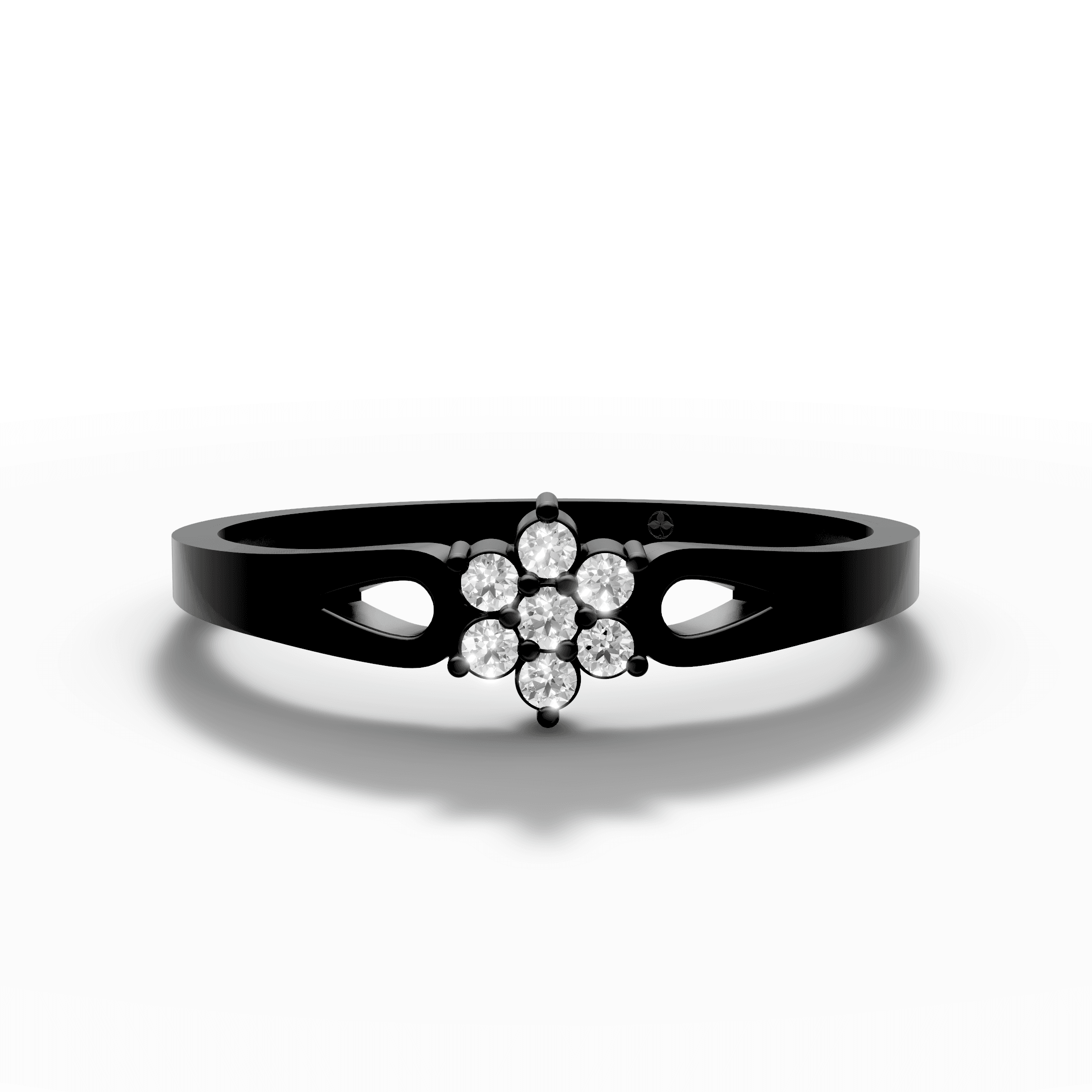 7-Stone Rosette Flower Cluster Ring with Cutout Band