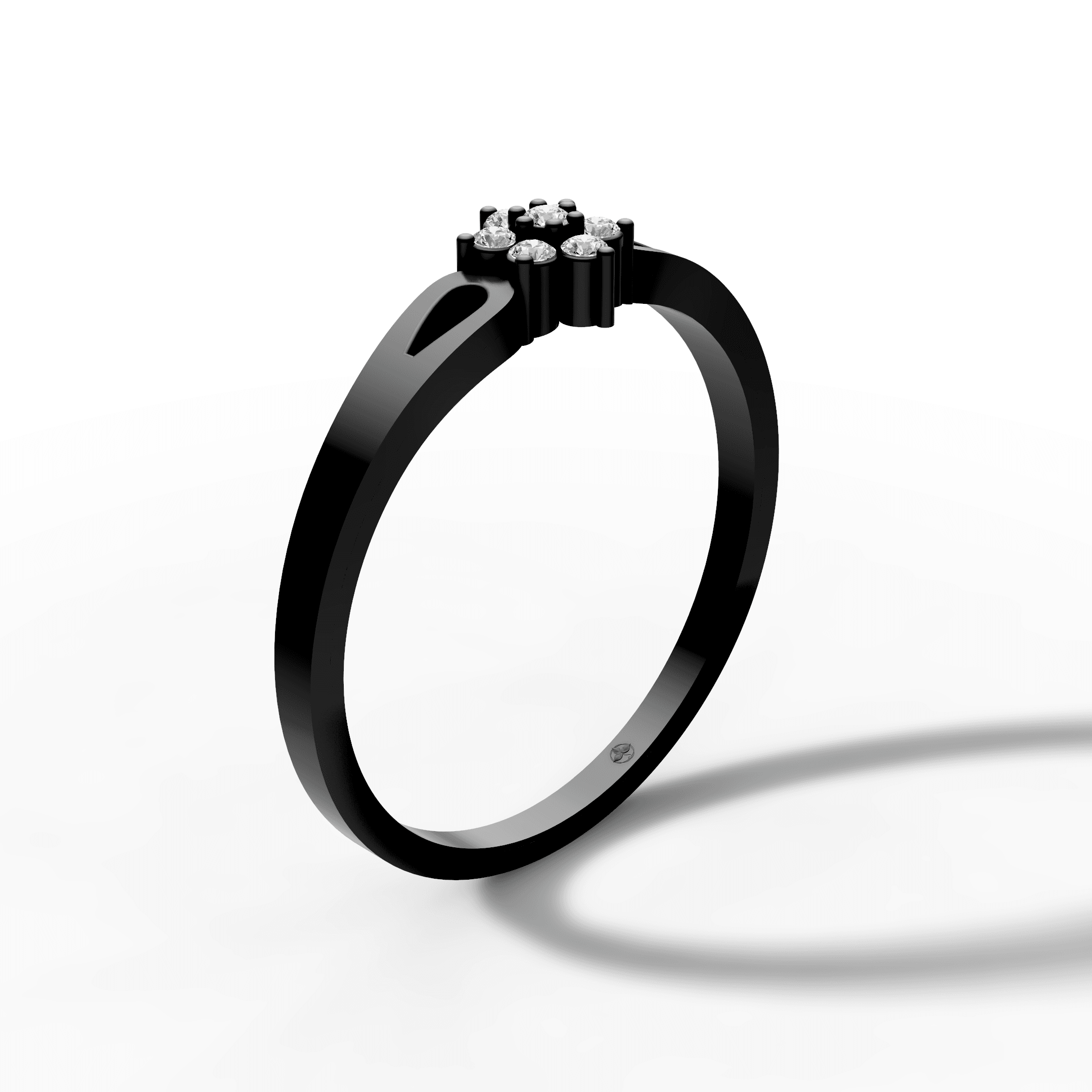 7-Stone Rosette Flower Cluster Ring with Cutout Band — gallery view