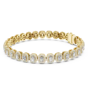 Emerald - Cut Halo Tennis Bracelet