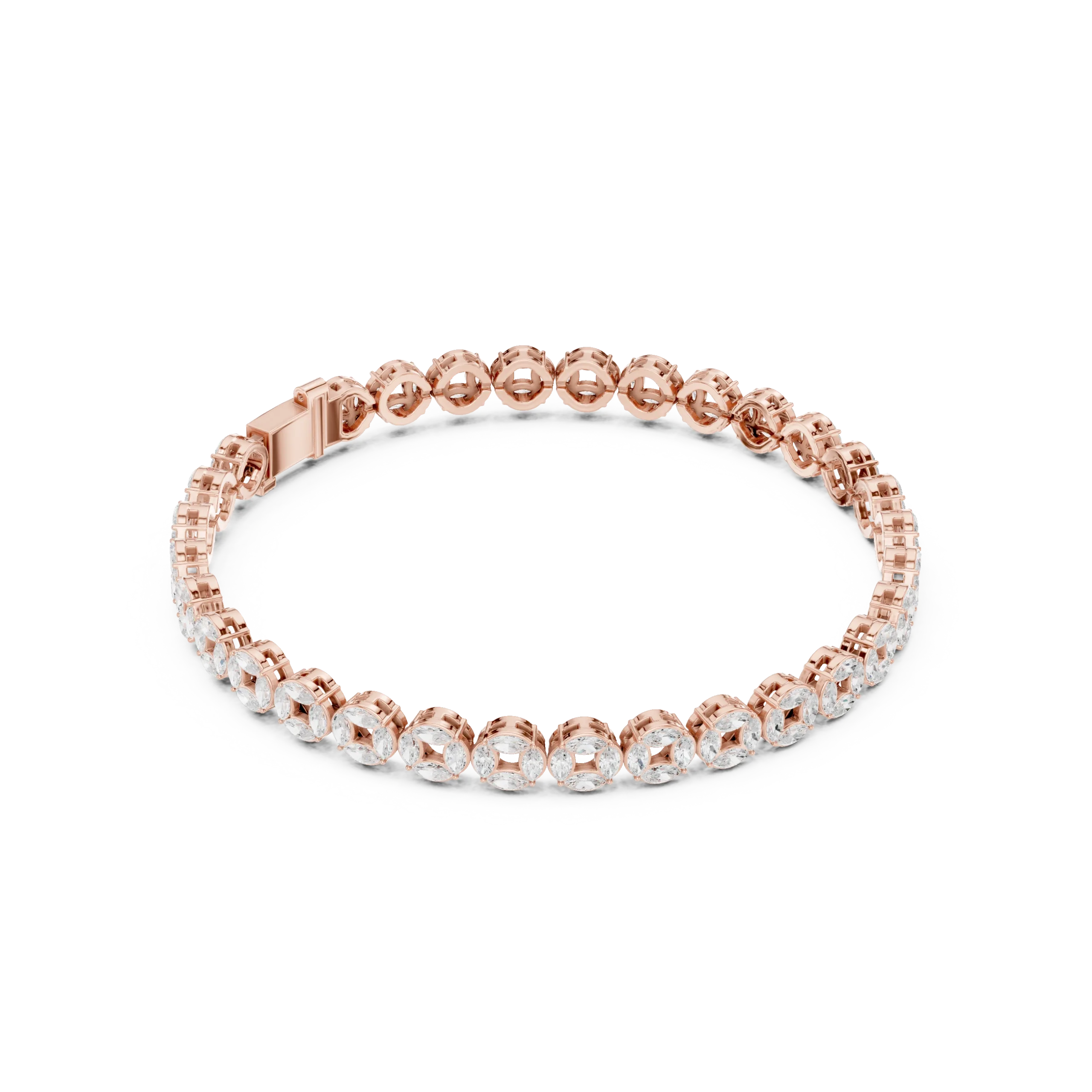 Marquise-Tennis-Gents-Bracelet-rose-gold-view1